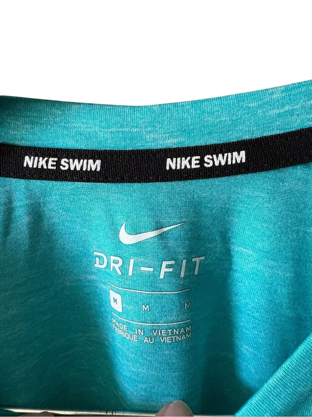 Nike Dri-FIT Swim Long Sleeve Rash Guard Shirt Medium Turquoise Graphic